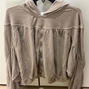 Aerie Soft Life Full Zip Sweatshirt in Beige